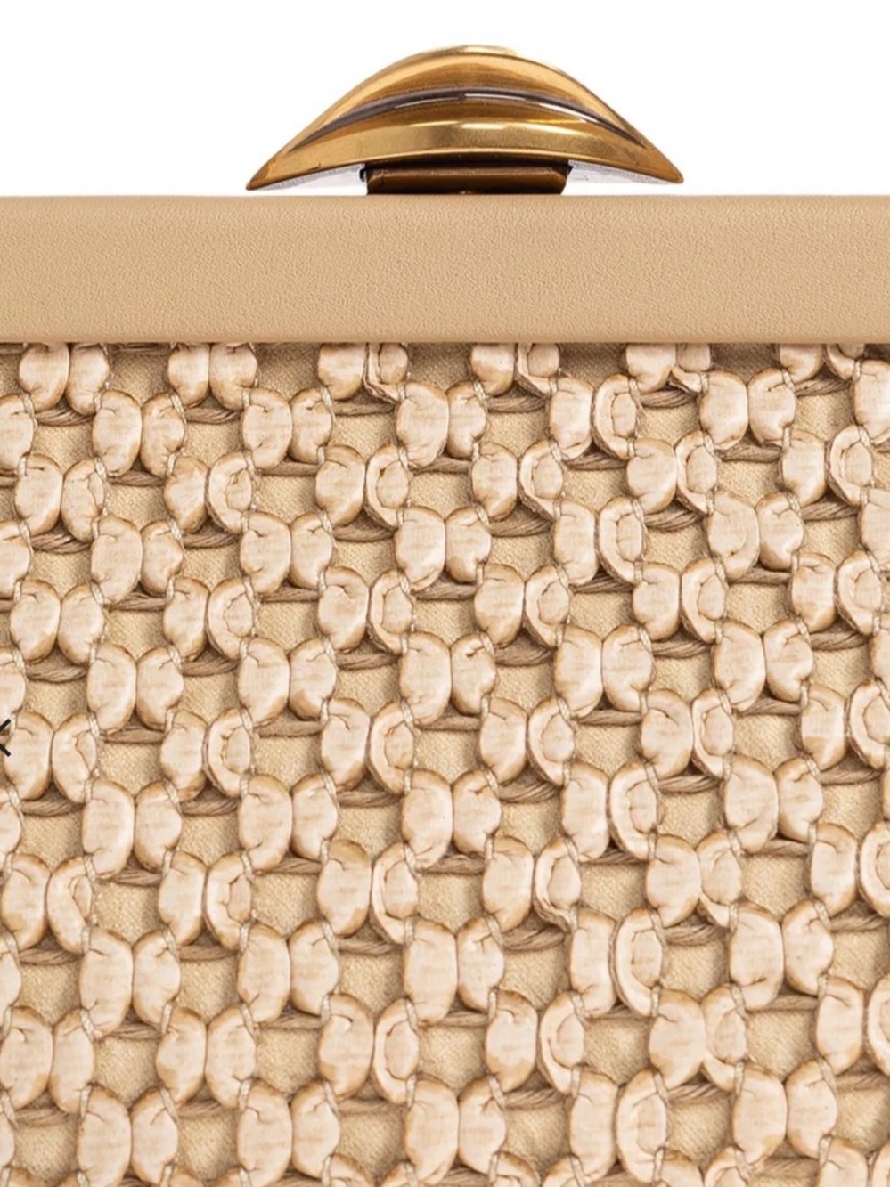 cult gaia Cream Woven Top-Handle Clutch with Gold Hardware - Picture 4 of 7